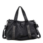 Weekender Bag Distressed Denim Adjustable Shoulder Strap & Side Pockets