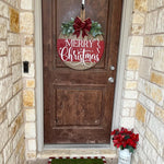 Welcome Sign Merry Christmas Wooden Rope Hanger Weather-Resistant