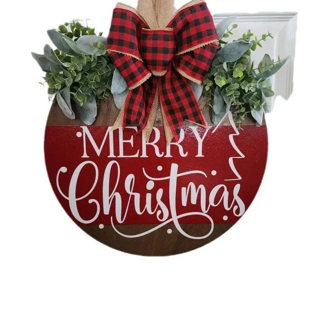 Welcome Sign Merry Christmas Wooden Rope Hanger Weather-Resistant