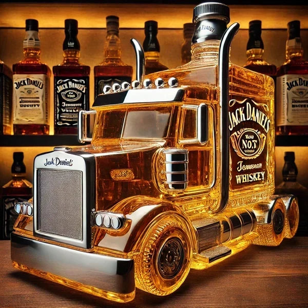 Whiskey Decanter Semi-Truck Design Glass 13 Oz