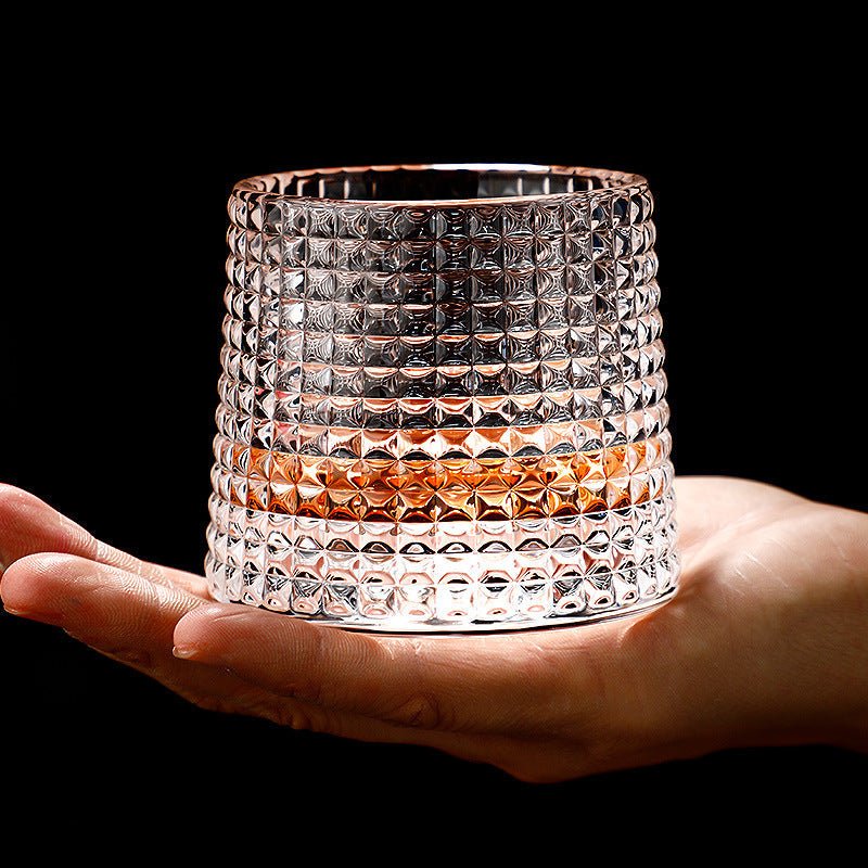 Whiskey Glasses Rotating Lead-Free Crystal Dishwasher-Safe