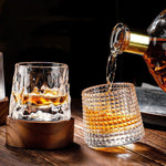 Whiskey Glasses Rotating Lead-Free Crystal Dishwasher-Safe