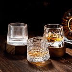 Whiskey Glasses Rotating Lead-Free Crystal Dishwasher-Safe