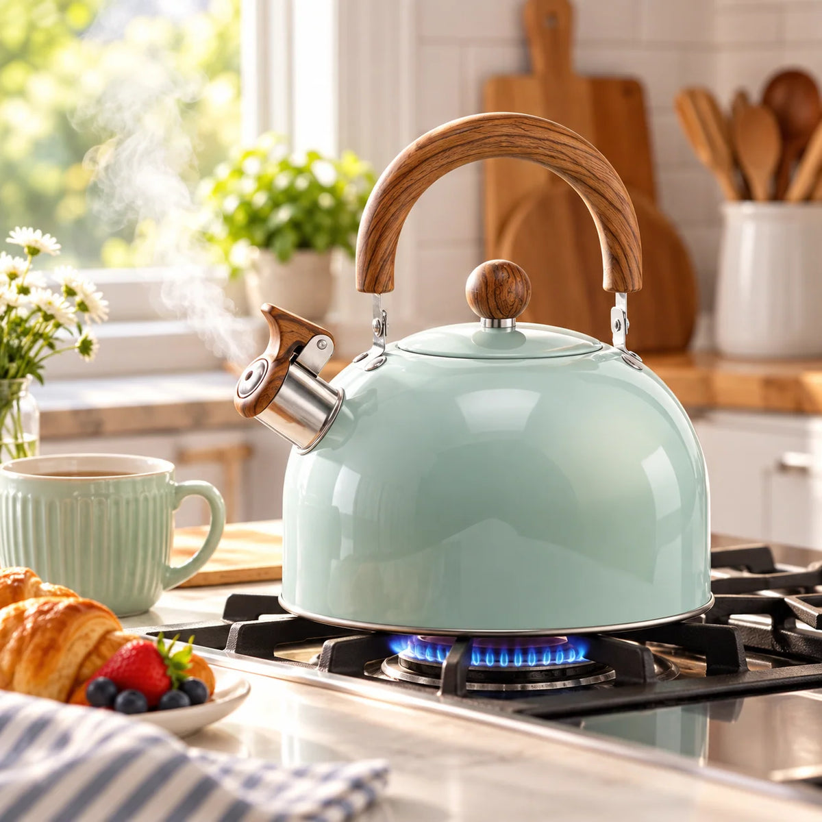 Whistling Kettle Stainless Steel Stovetop 2.64 Qt