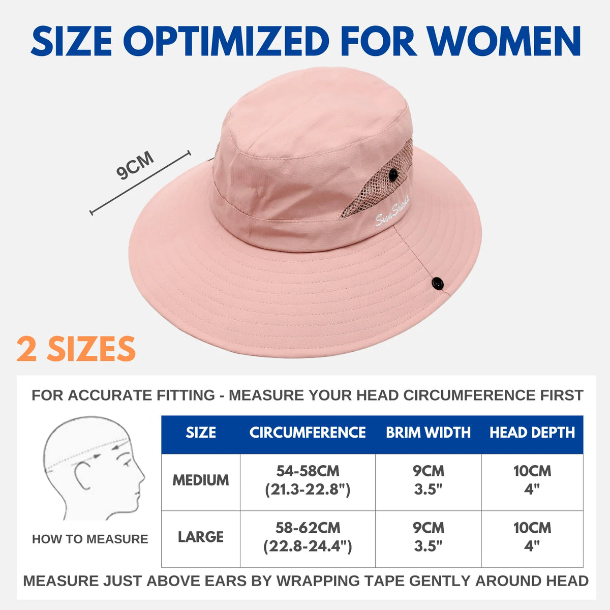 Wide Brim Sun Hat UPF50+ Ponytail Hole Packable