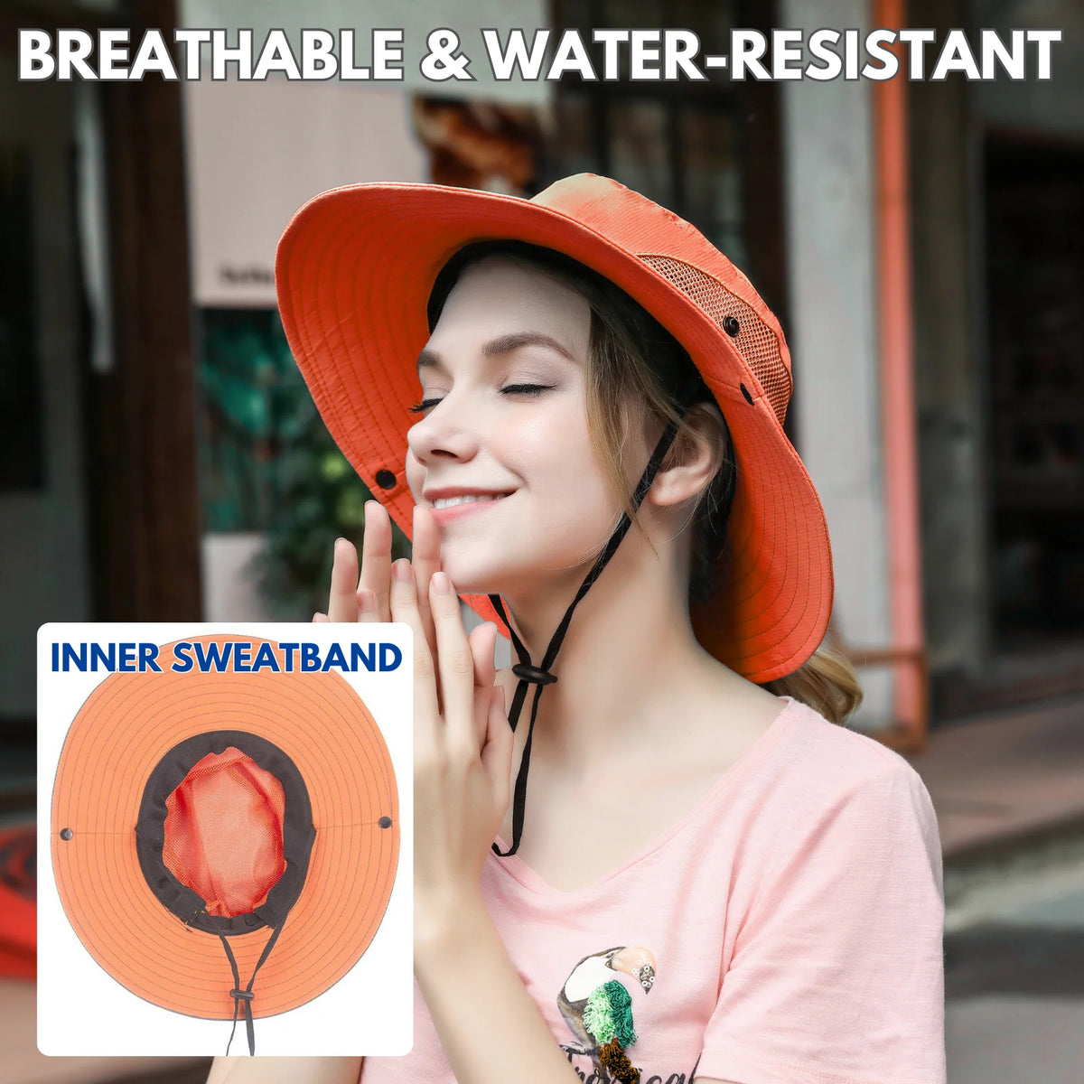 Wide Brim Sun Hat UPF50+ Ponytail Hole Packable