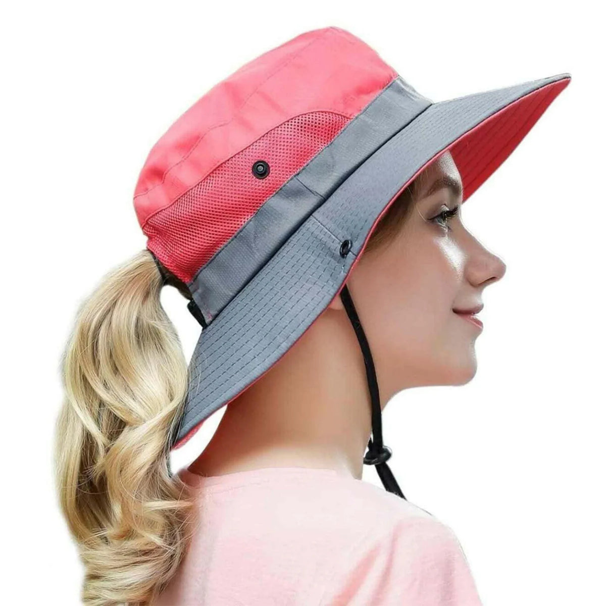 Wide Brim Sun Hat UPF50+ Ponytail Hole Packable