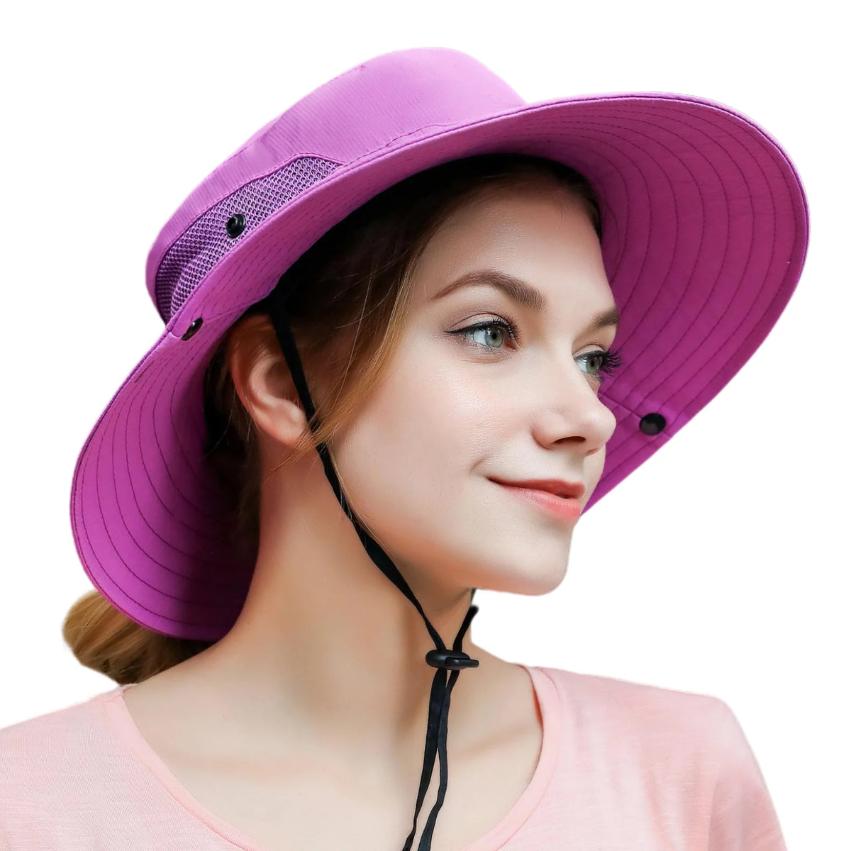 Wide Brim Sun Hat UPF50+ Ponytail Hole Packable