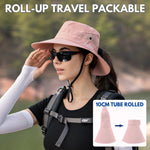 Wide Brim Sun Hat UPF50+ Ponytail Hole Packable