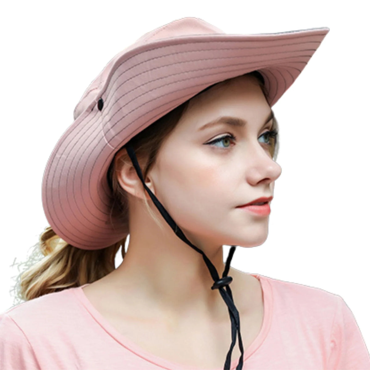 Wide Brim Sun Hat UPF50+ Ponytail Hole Packable