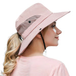 Wide Brim Sun Hat UPF50+ Ponytail Hole Packable