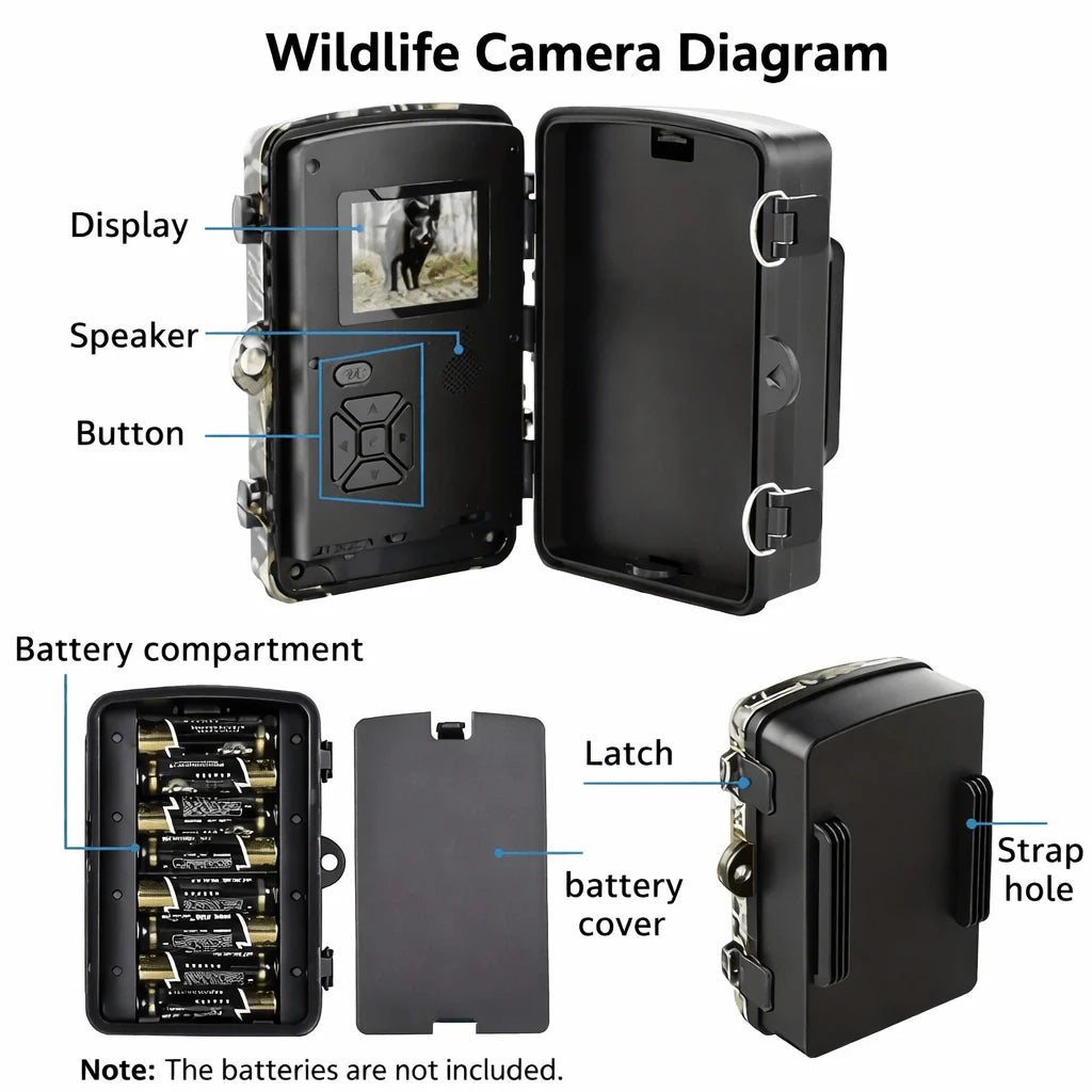 Wildlife Camera No-Glow Night Vision IP66 Weatherproof 1080P HD