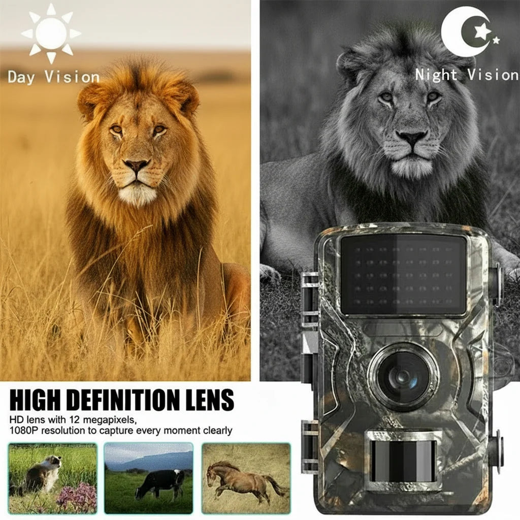 Wildlife Camera No-Glow Night Vision IP66 Weatherproof 1080P HD