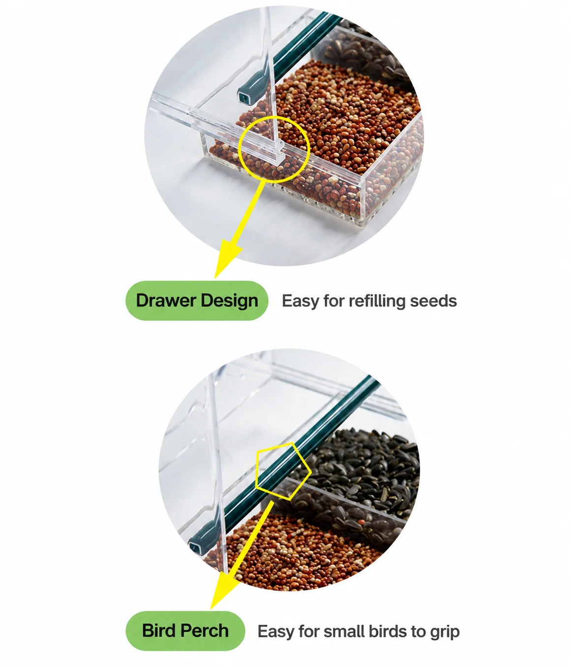 Window Bird Feeder Clear Acrylic Suction Cup Mount