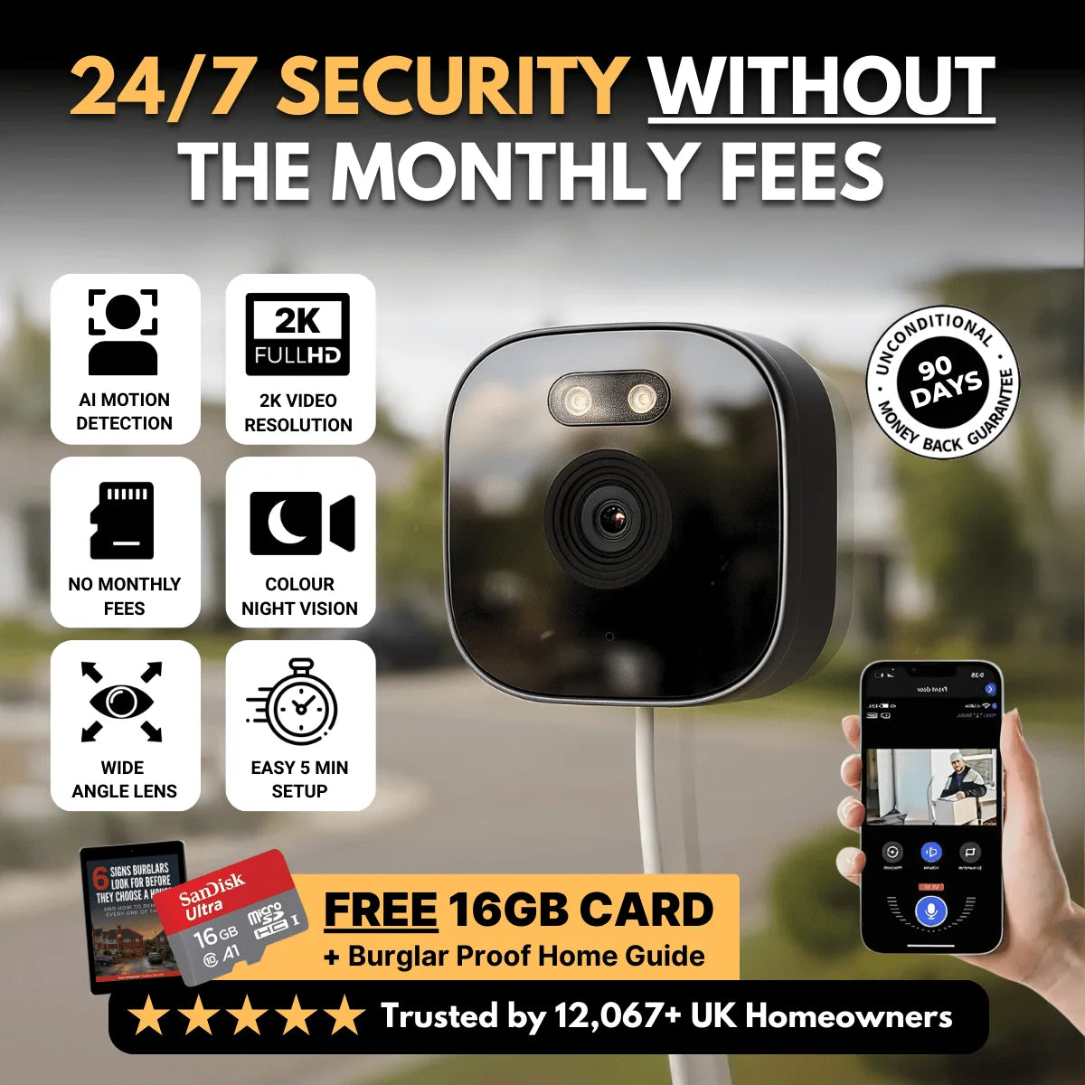 Window-Mounted Security Camera 2K Wi-Fi Night Vision