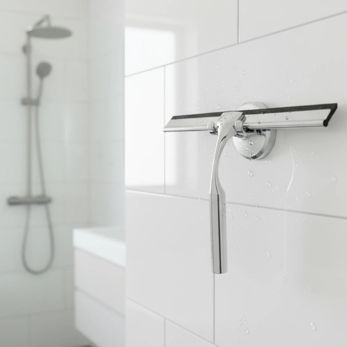 Window & Shower Squeegee Stainless Steel No-Drill Suction Hook