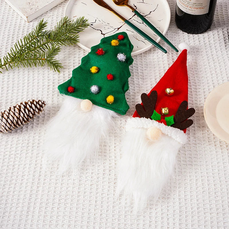 Wine Bottle Cover Festive Santa Plush Lined