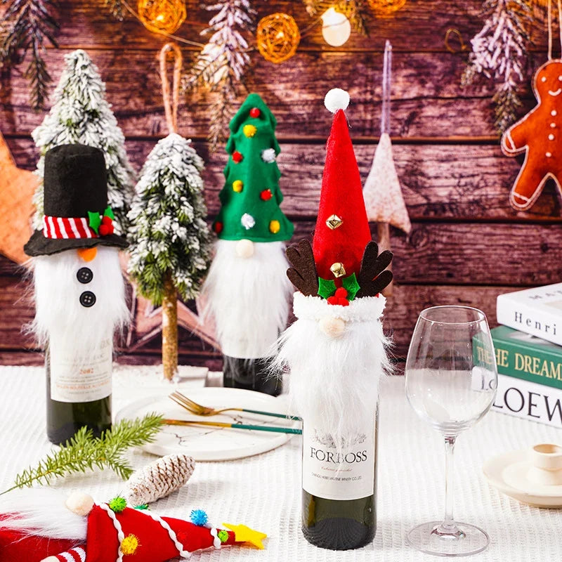 Wine Bottle Cover Festive Santa Plush Lined