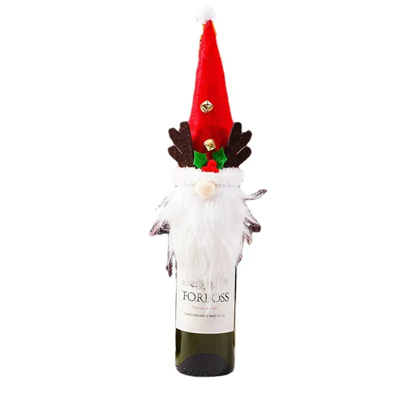 Wine Bottle Cover Festive Santa Plush Lined