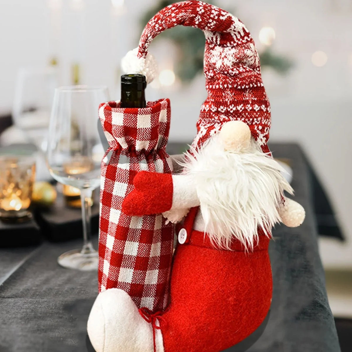 Wine Bottle Holder Santa Claus Design Soft Durable Fabric