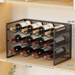 Wine Bottle Rack Powder-Coated Metal Stackable Mesh Design
