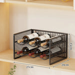 Wine Bottle Rack Powder-Coated Metal Stackable Mesh Design