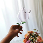 Wine Glass 3D Rose-Shaped Stemless Pink
