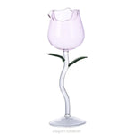 Wine Glass 3D Rose-Shaped Stemless Pink