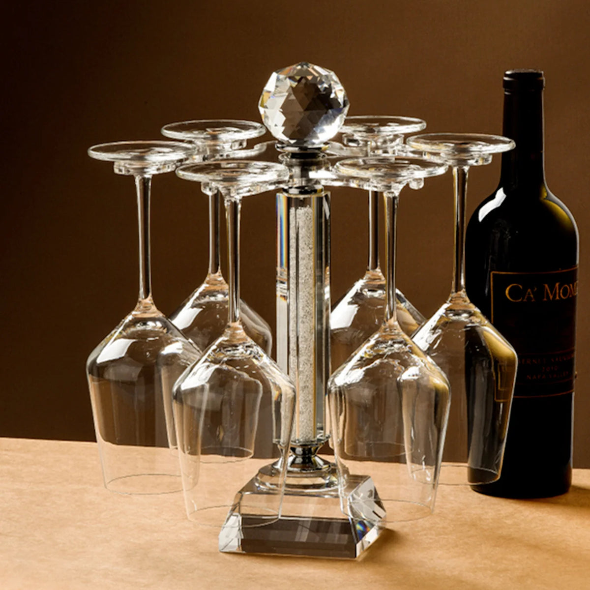 Wine Glass Holder Rotating Crystal Glass & Acrylic