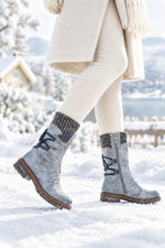 Winter Boots Mid-Calf PU Leather Rubber Sole
