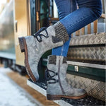 Winter Boots Mid-Calf PU Leather Rubber Sole
