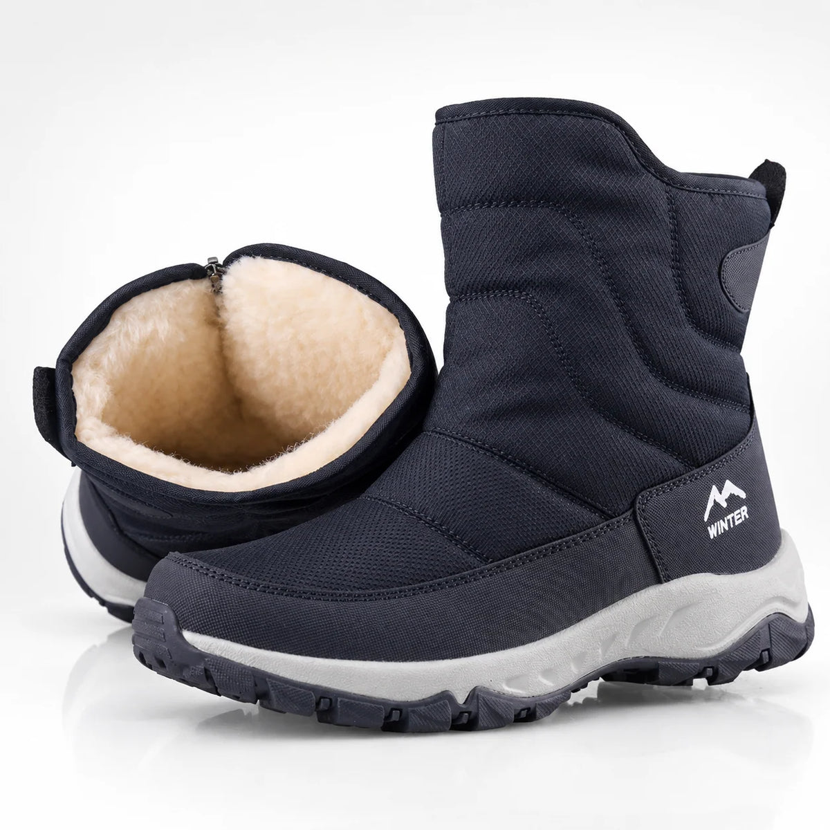 Winter Boots Water-Repellent Plush Lined Side Zipper Non-Slip Sole