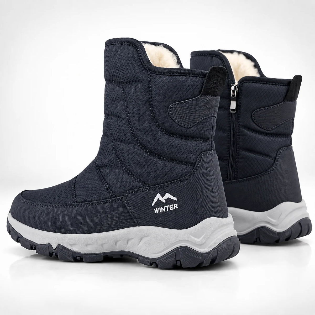 Winter Boots Water-Repellent Plush Lined Side Zipper Non-Slip Sole