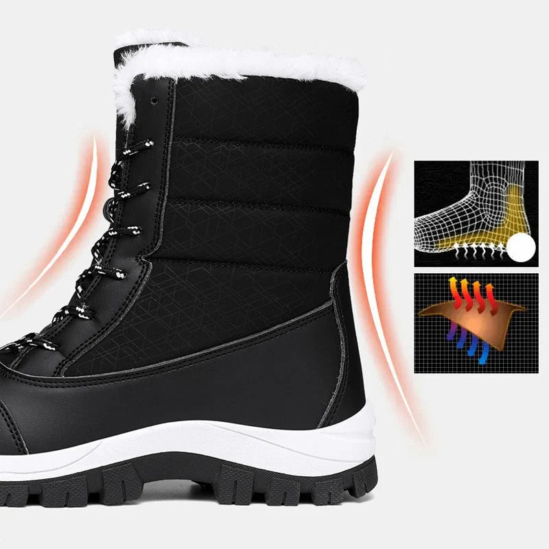 Winter Boots Waterproof Faux Fur Lined Non-Slip Tread