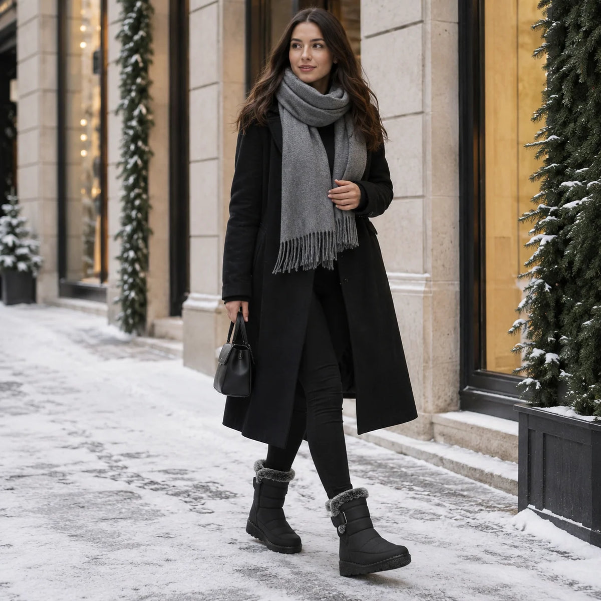 Winter Boots Waterproof Plush-Lined Slip-Resistant Sole