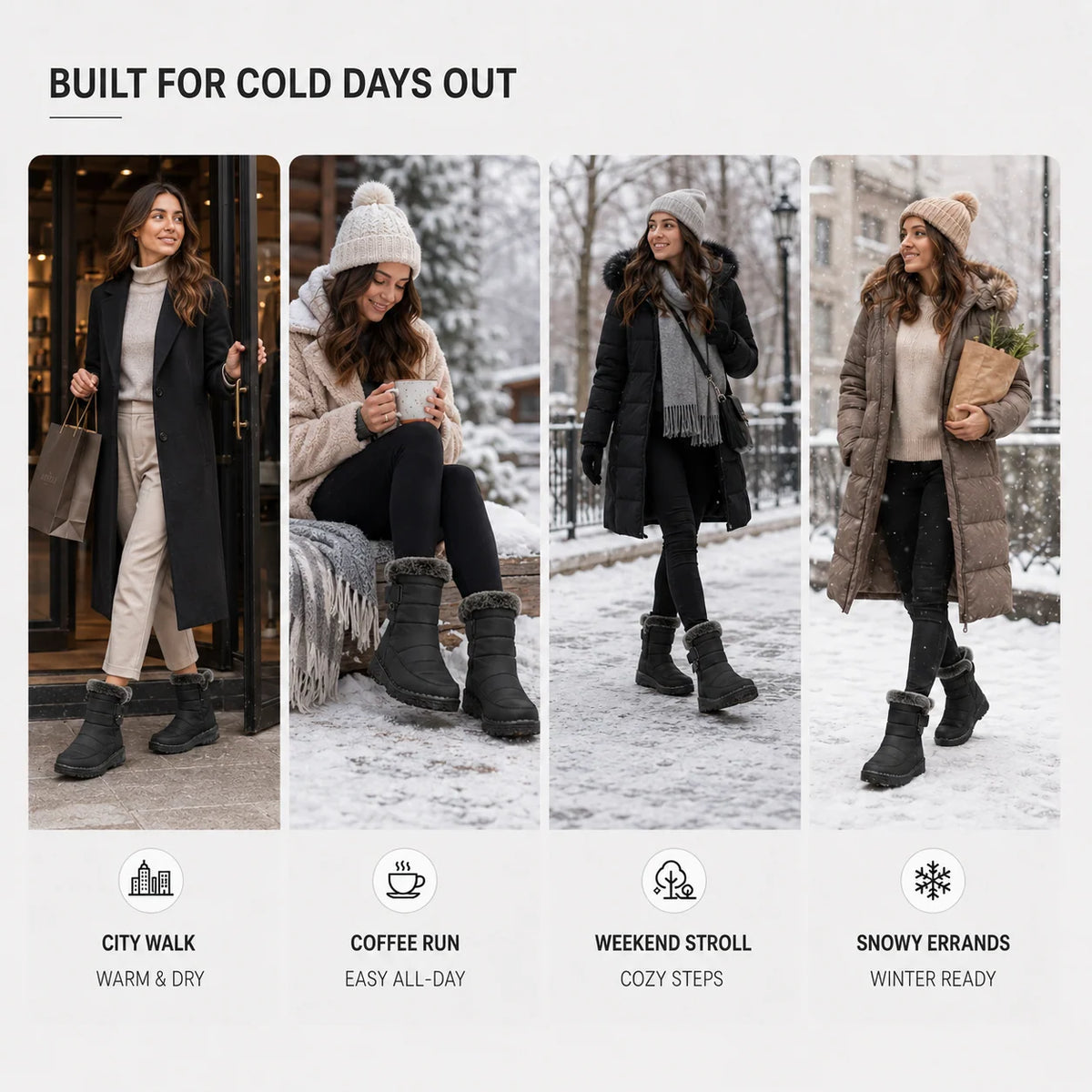 Winter Boots Waterproof Plush-Lined Slip-Resistant Sole