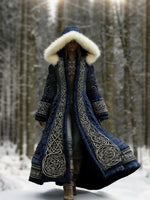 Winter Coat Embroidered Hooded Maxi Length