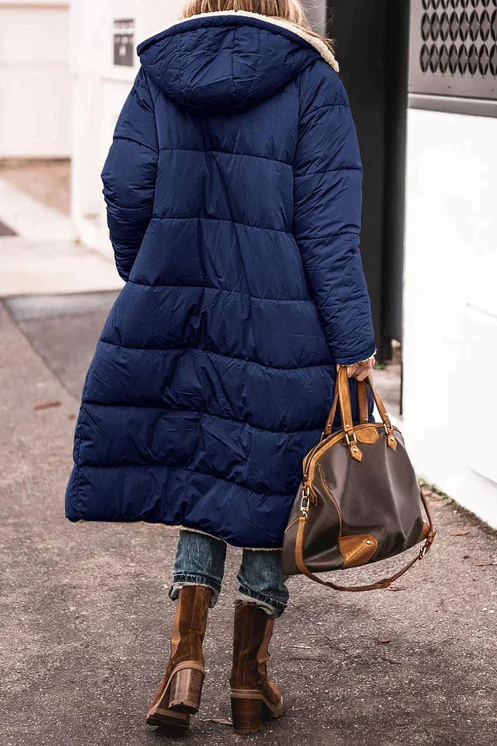 Winter Coat Reversible Teddy Fleece Lined Hooded Long Style