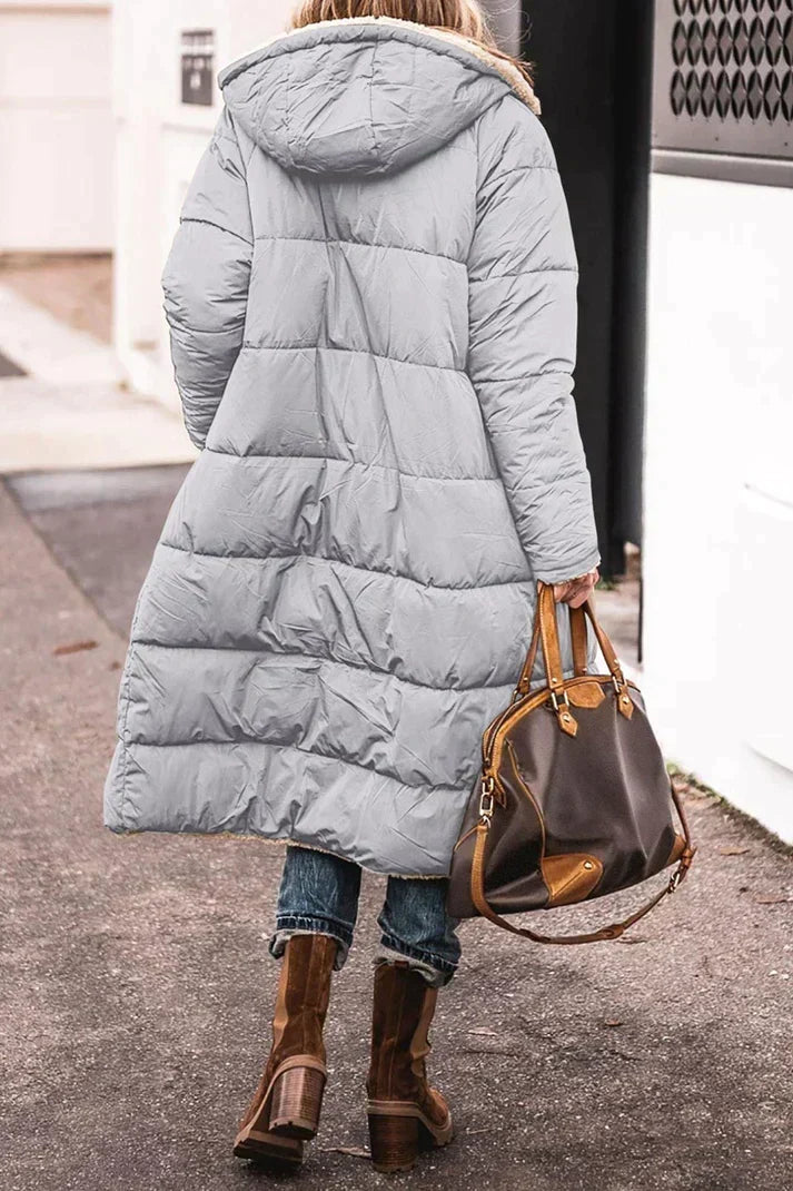 Winter Coat Reversible Teddy Fleece Lined Hooded Long Style