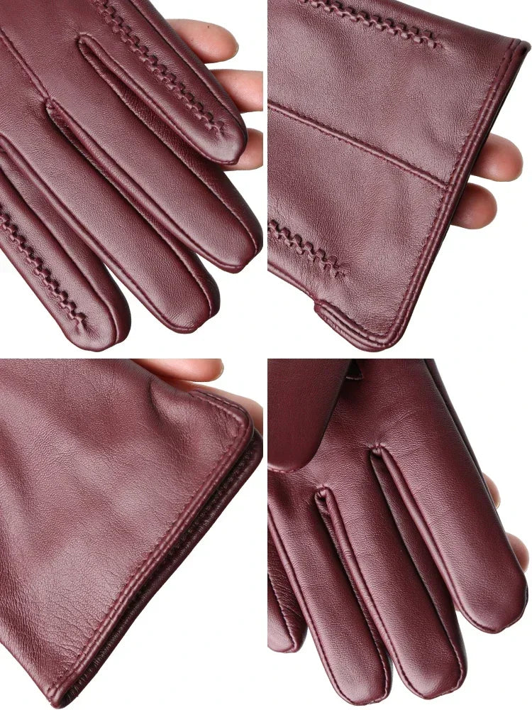 Winter Gloves Genuine Leather Fleece Lined Flexible Fit