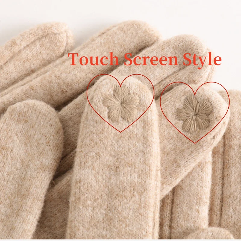 Winter Gloves Touchscreen Compatible Wool Blend Insulated Fleece Lining