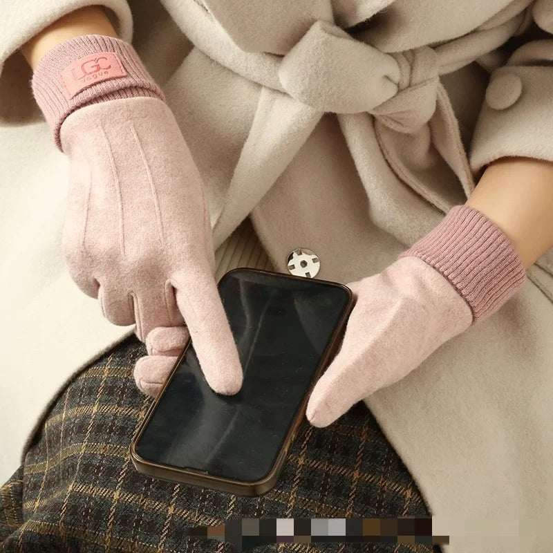 Winter Gloves Touchscreen Compatible Wool Blend Insulated Fleece Lining