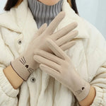 Winter Gloves Touchscreen Fleece-Lined Embroidered Cat Design