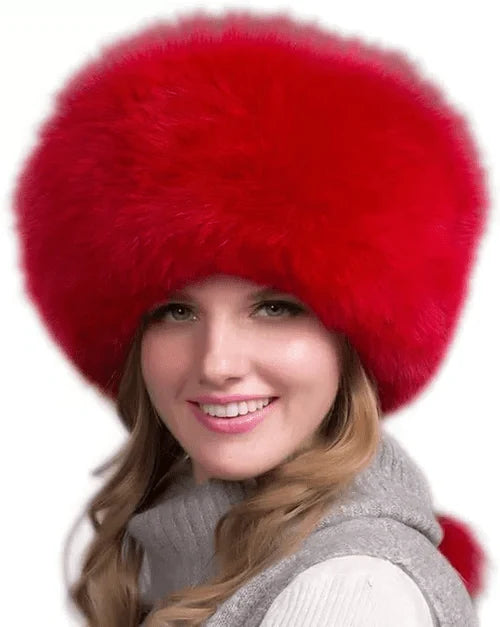 Winter Hat Genuine Fox Fur Ear Flaps