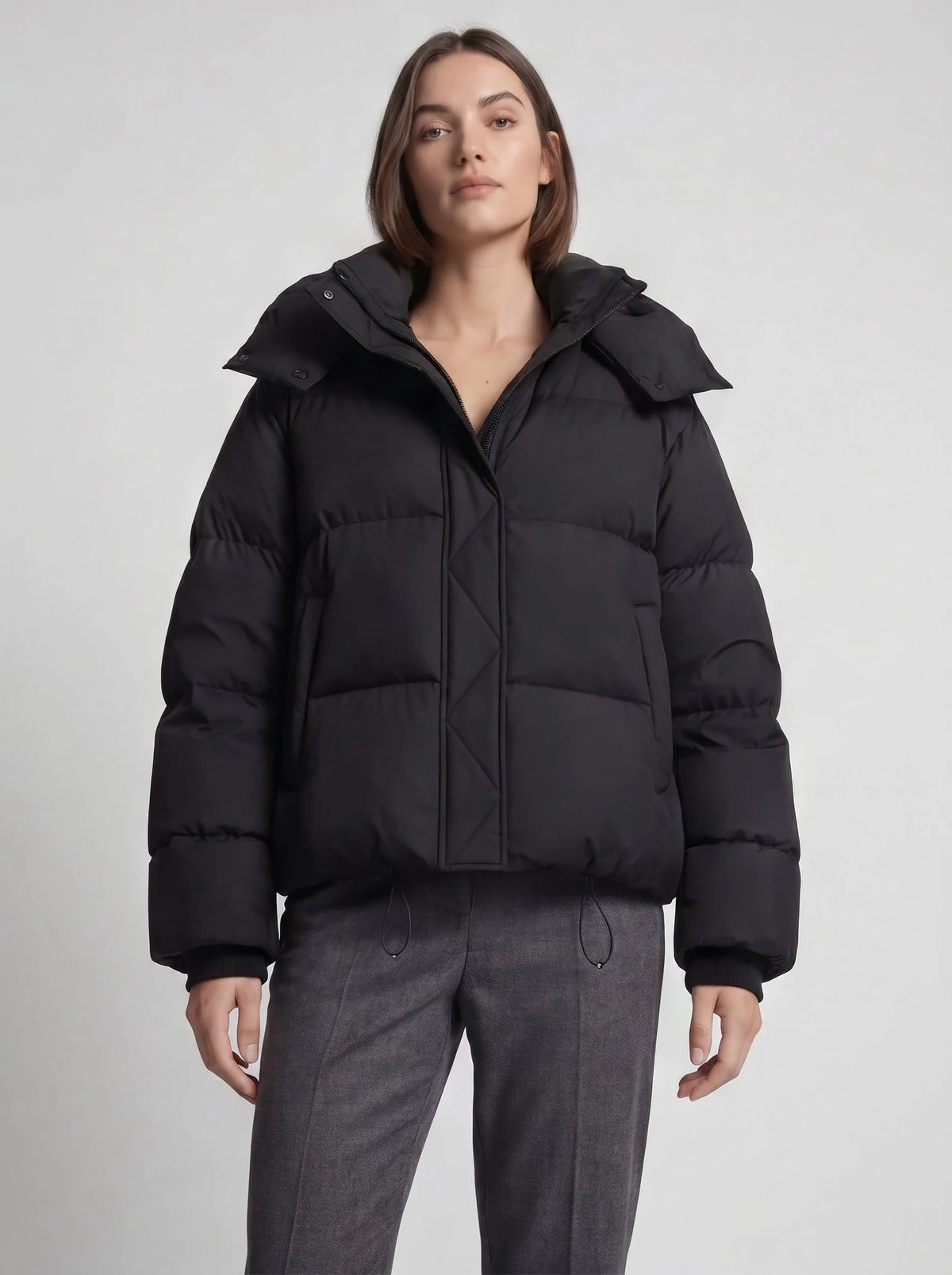 Winter Jacket Oversized Quilted Hooded Short