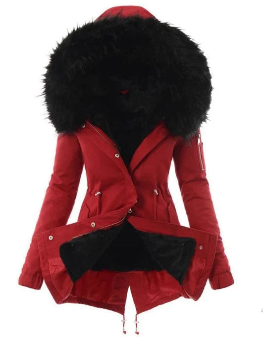 Winter Parka Faux Fur Lined Adjustable Waist