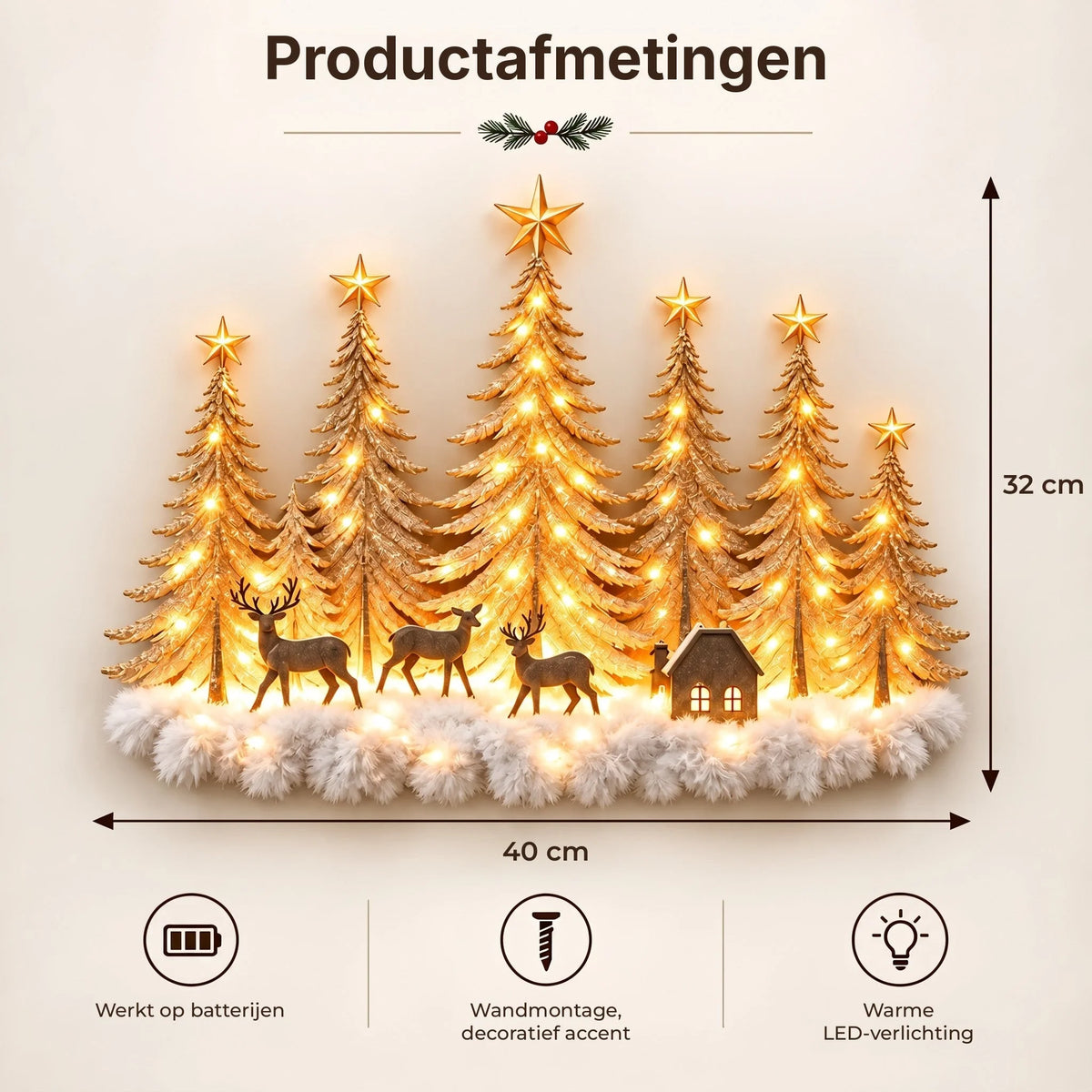 Winter Wall Decor 3D Layered Scene Warm LED Battery-Powered