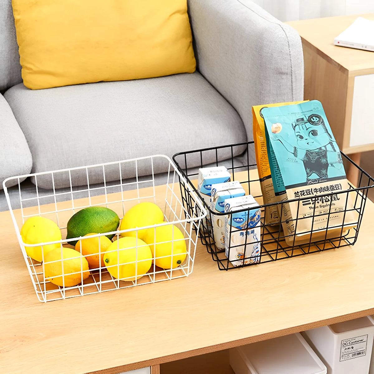 Wire Storage Basket Waterproof Iron Stackable