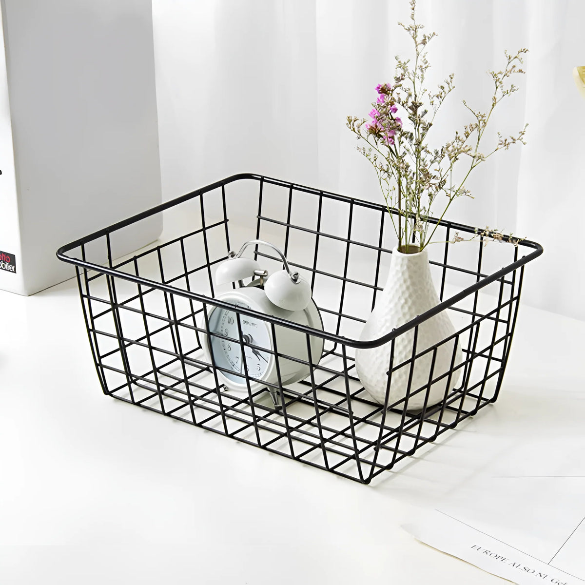 Wire Storage Basket Waterproof Iron Stackable