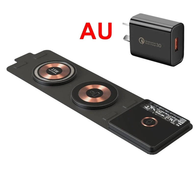 Wireless Charger Magnetic Foldable 3-Device 15W